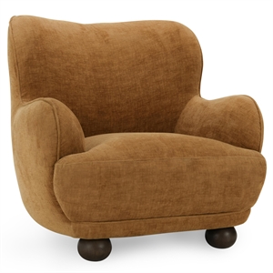 Pemberly Row Upholstered Chenille Fabric Accent Chair in Amber