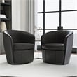 Pemberly Row Vintage Slate Italian Leather Swivel Club Chair Two Pack