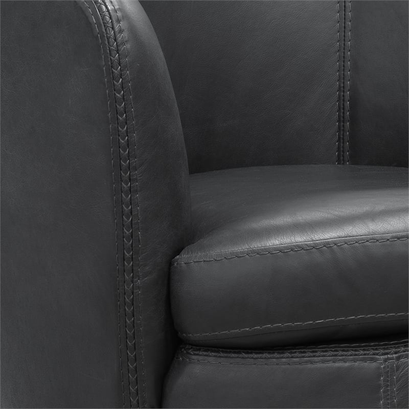 Pemberly Row Vintage Slate Italian Leather Swivel Club Chair Two Pack