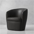 Pemberly Row Vintage Slate Italian Leather Swivel Club Chair Two Pack