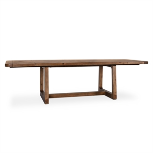Pemberly Row 80-110&quot Pine Wood Extendable Dining Table in Smoke Brown