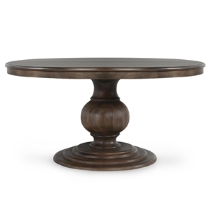 Pemberly Row 60&quot Round Mango Wood Dinning Table in Cocoa Brown