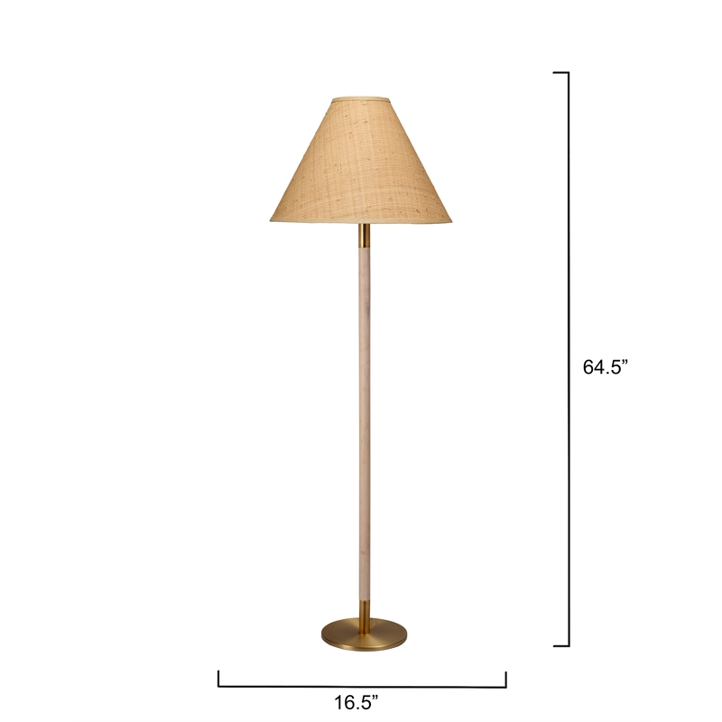 Pemberly Row Contemporary Metal and Wood Floor Lamp Antique Brass