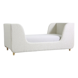 Pemberly Row Contemporary Upholstered Boucle Toddler Bed in White