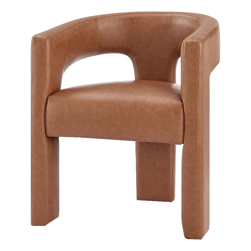 Pemberly Row Faux Leather Dining Side Chair in Vintage Cider
