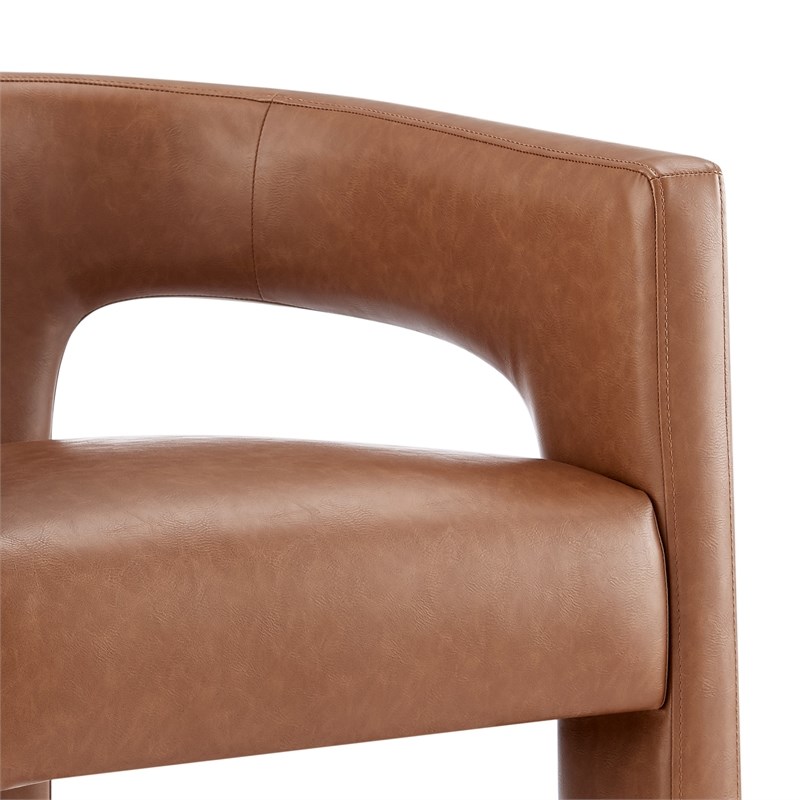 Pemberly Row Faux Leather Dining Side Chair in Vintage Cider