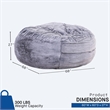 Pemberly Row 5ft Gray Faux Fur Memory Foam Bean Bag with Shredded Foam