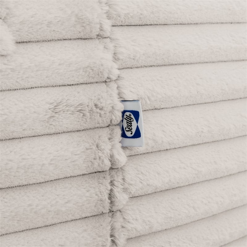 Pemberly Row 5ft Taupe Faux Fur Foam Bean Bag Lounger with Shredded Foam