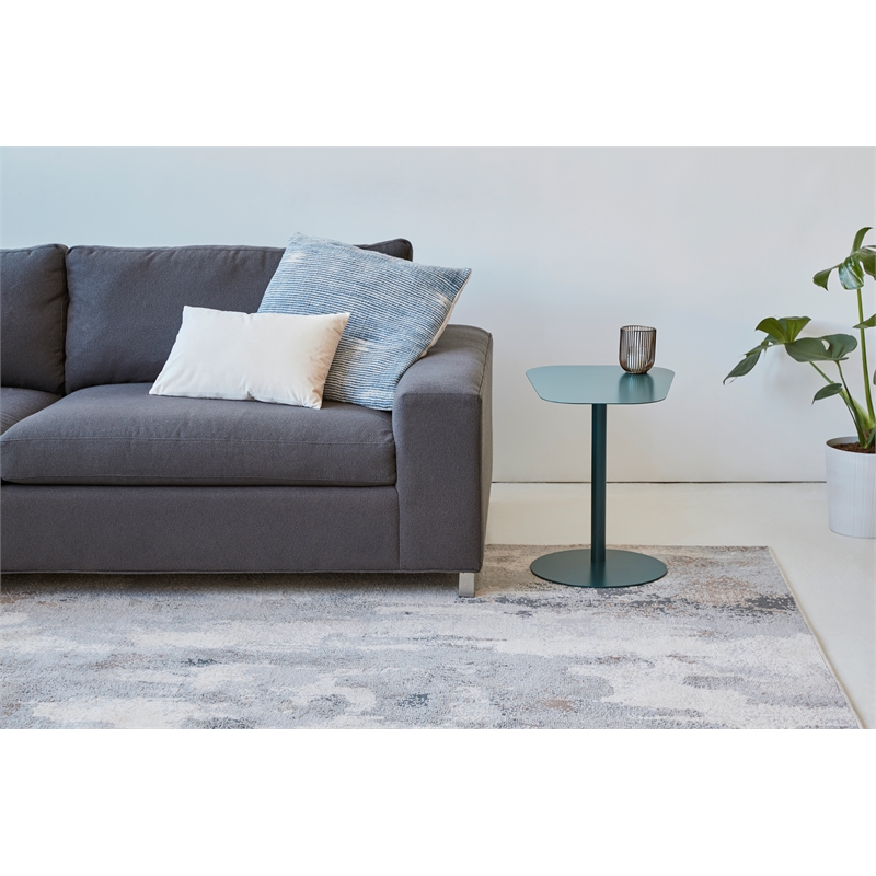Pemberly Row Modern Metal End Table Space Saving C Shaped Design in Green