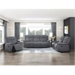 Pemberly Row Modern Microfiber Double Reclining Sofa in Gray