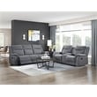 Pemberly Row Modern Microfiber Double Reclining Sofa in Gray