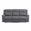 Pemberly Row Modern Microfiber Double Reclining Sofa in Gray