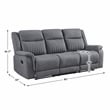 Pemberly Row Modern Microfiber Double Reclining Sofa in Gray