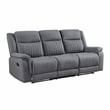 Pemberly Row Modern Microfiber Double Reclining Sofa in Gray