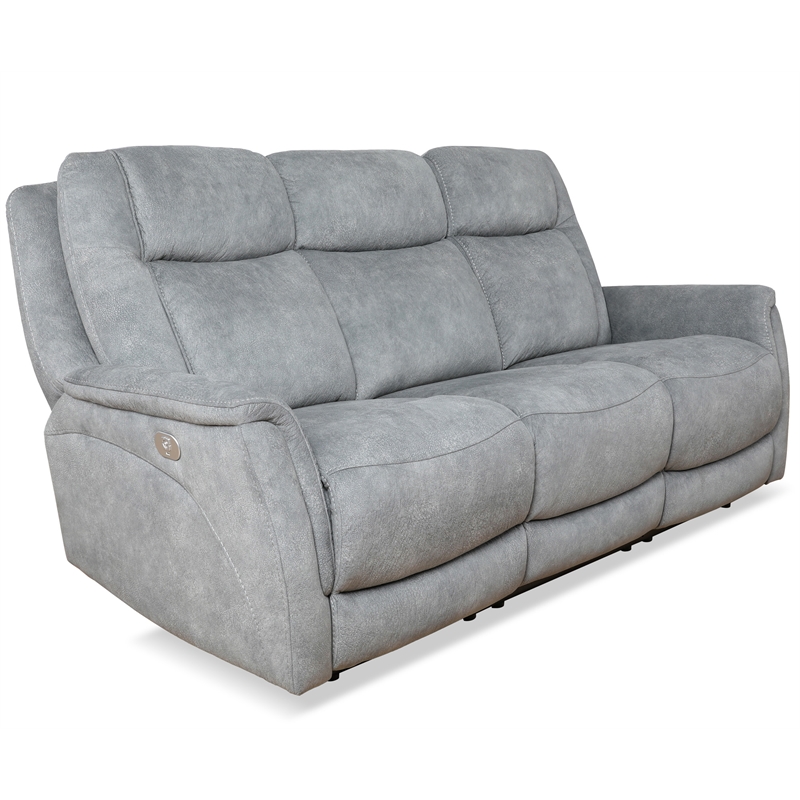 Pemberly Row Contemporary Gray Power Reclining Sofa and Recliner