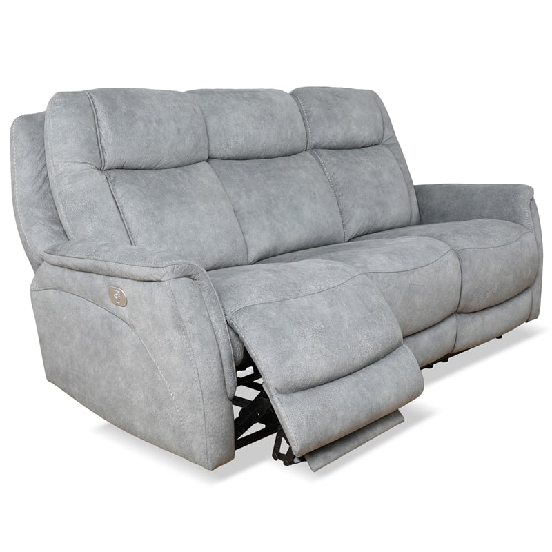 Pemberly Row Contemporary Gray Power Reclining Sofa and Recliner