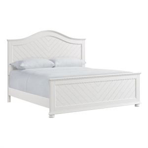 Pemberly Row Modern / Contemporary King Panel Bed in White Finish