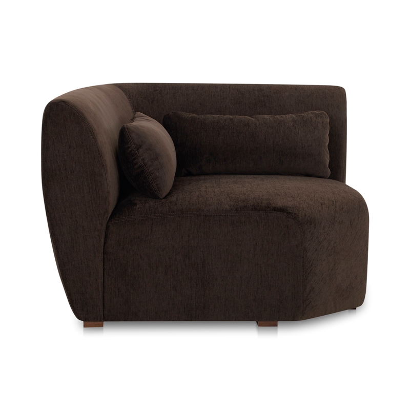 Pemberly Row Modern Corner Chair Espresso Fabric Corner Chairs