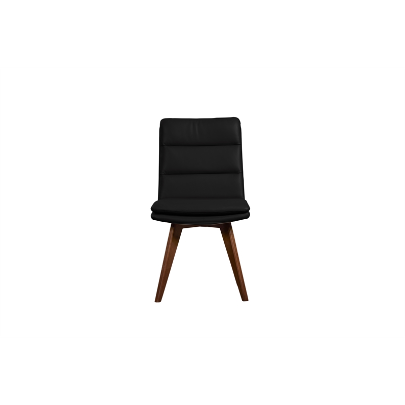 Pemberly Row Contemporary Genuine Leather Dining Chair in Black (Set of 2)