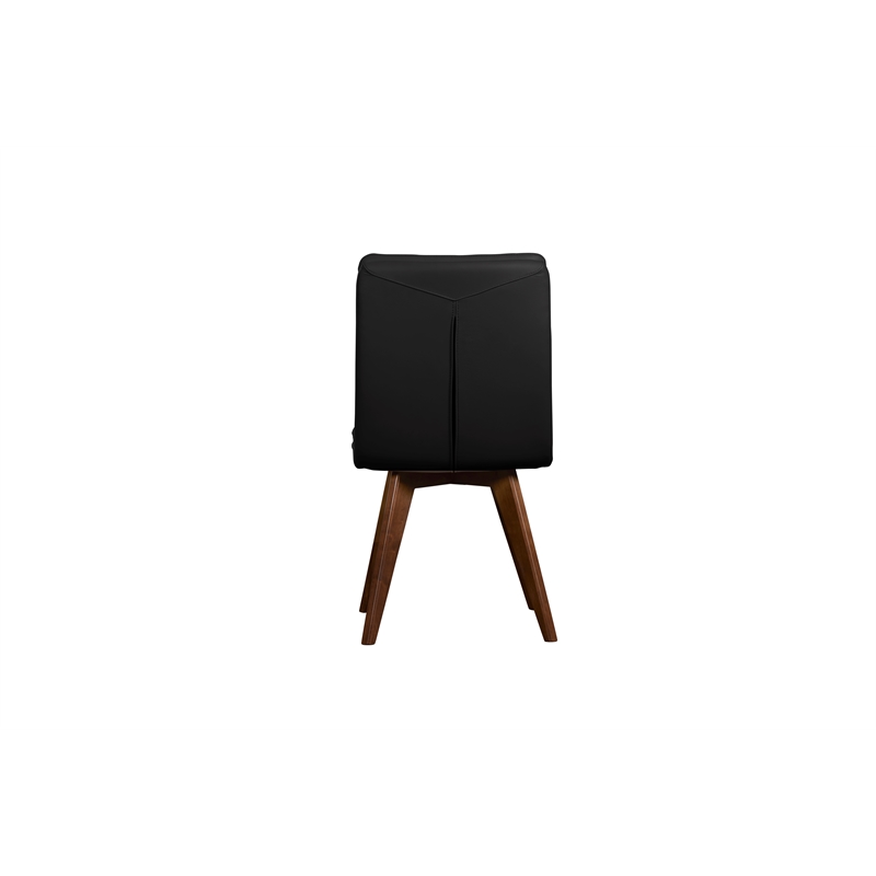 Pemberly Row Contemporary Genuine Leather Dining Chair in Black (Set of 2)
