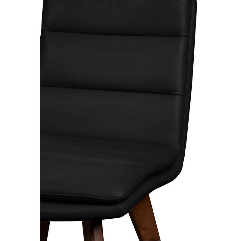 Pemberly Row Contemporary Genuine Leather Dining Chair in Black (Set of 2)