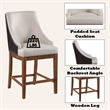 Pemberly Row Wood/Fabric/Leather Counter Height Chair in Brown (Set of 2)