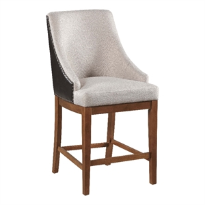 Pemberly Row Wood/Fabric/Leather Counter Height Chair in Brown (Set of 2)