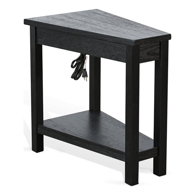 Pemberly Row Contemporary Solid Wood Chair Side Table with Power Strip