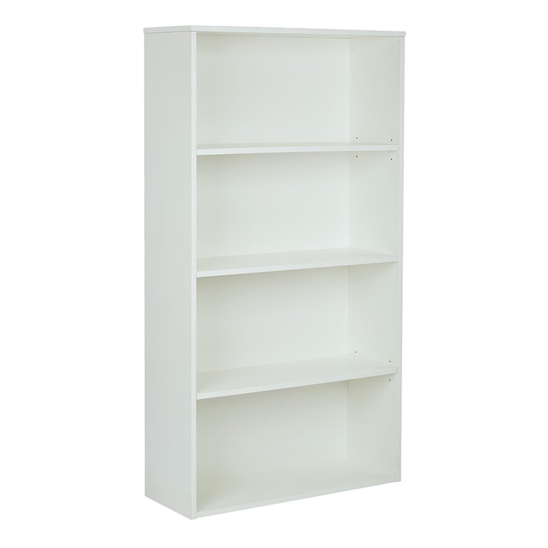 Pemberly Row 60 inches 4 Shelf Bookcase in White Engineered Wood