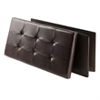 Pemberly Row Transitional Faux Leather Storage Ottoman Bench in Espresso