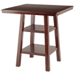 Pemberly Row Transitional Solid Wood Dining Table with 2 Shelf in Walnut