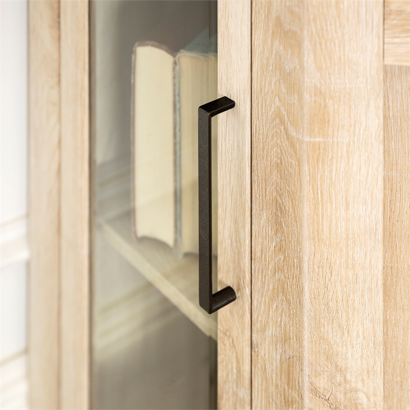 Pemberly Row 48 inch Wood Corner Fireplace Media TV Stand in White Oak