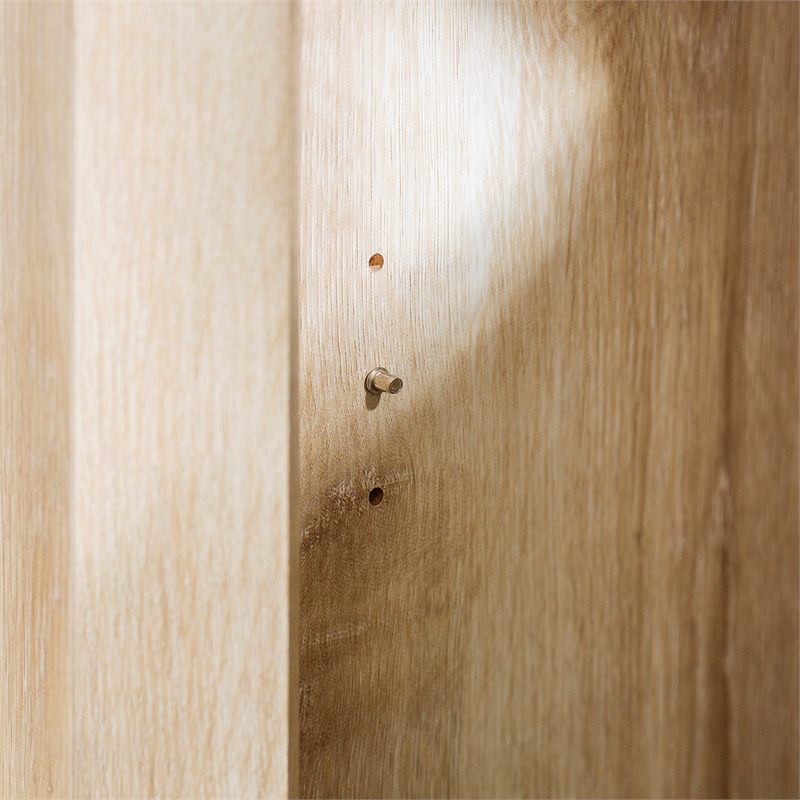 Pemberly Row 48 inch Wood Corner Fireplace Media TV Stand in White Oak