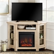 Pemberly Row 48 inch Wood Corner Fireplace Media TV Stand in White Oak