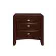 Pemberly Row Contemporary New Merlot Wooden 3-Drawer Nightstand