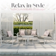 Pemberly Row Modern Outdoor Arm Chair in White and French Gold