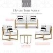 Pemberly Row Modern Outdoor Arm Chair in White and French Gold