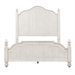 Pemberly Row Farmhouse Cottage Wood Queen Poster Bed in White