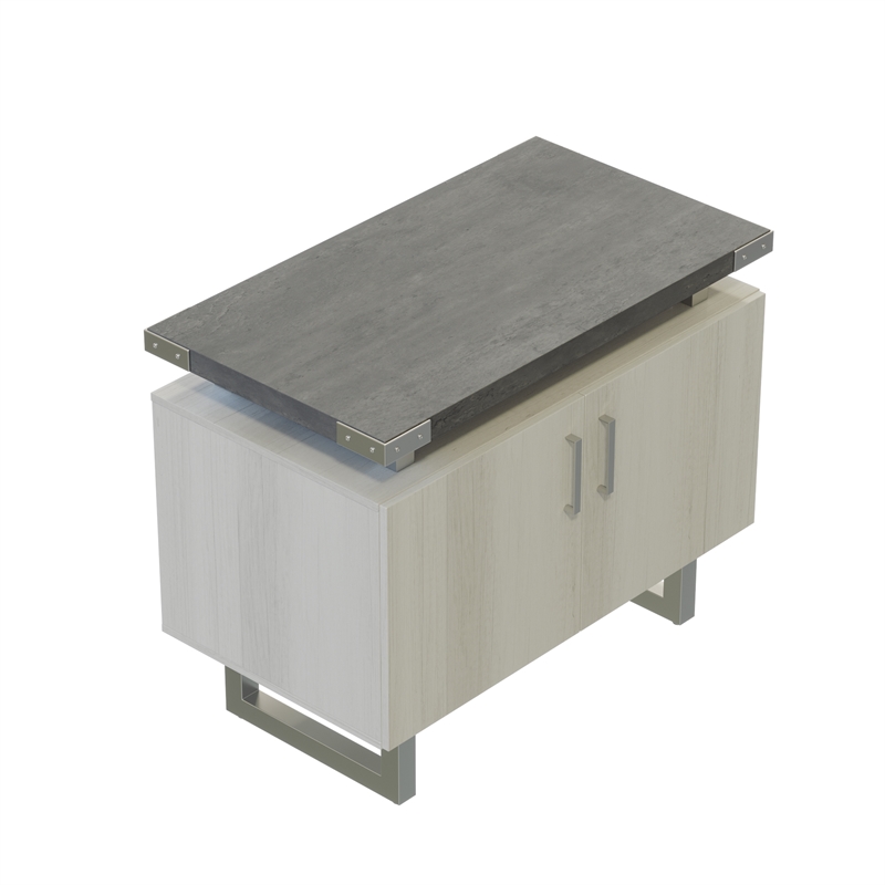 Pemberly Row Contemporary Storage Cabinet in Stone Gray Finish