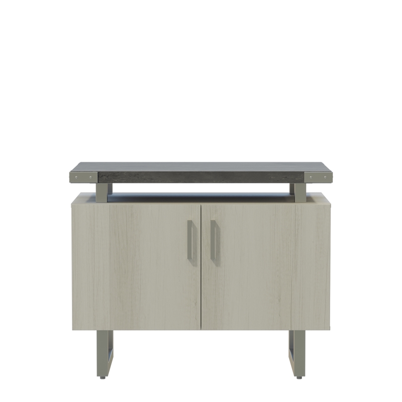 Pemberly Row Contemporary Storage Cabinet in Stone Gray Finish