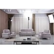 Pemberly Row Contemporary Top Grain Leather Sofa in Gray Finish