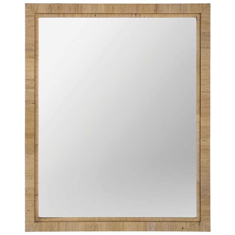Pemberly Row Modern / Contemporary Rattan Mirror in Brown Finish