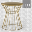 Pemberly Row Modern Hourglass End Table with Metal Top for Bedroom Gold