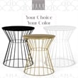 Pemberly Row Modern Hourglass End Table with Metal Top for Bedroom Gold