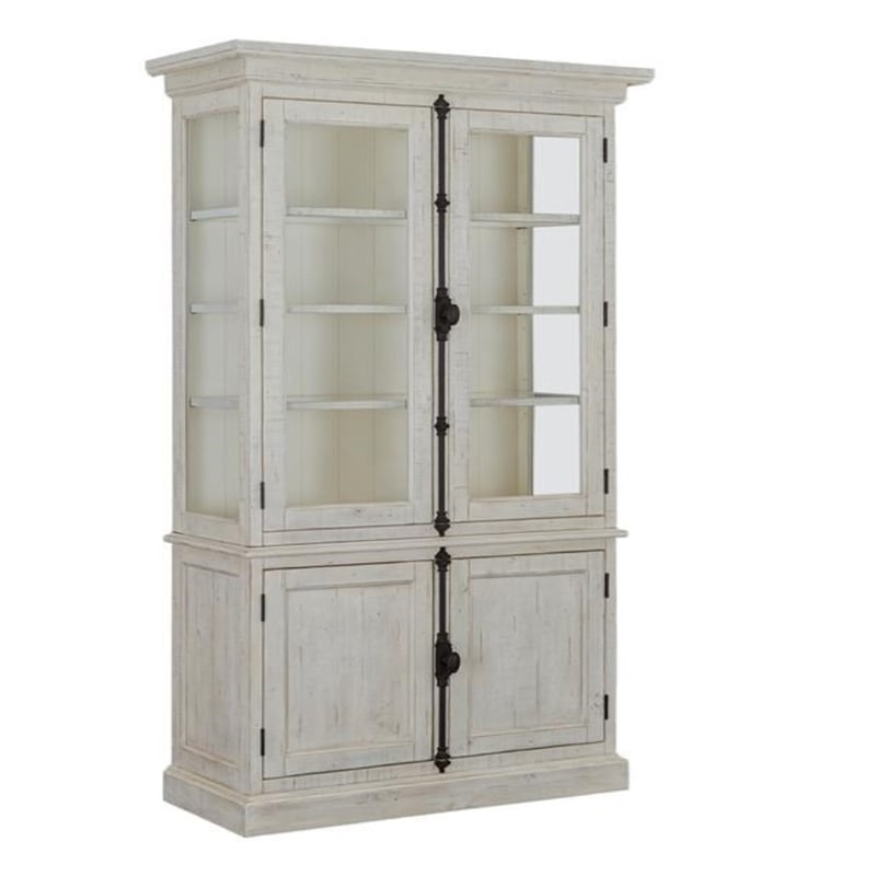 Pemberly Row Contemporary Wooden China Cabinet in White Finish