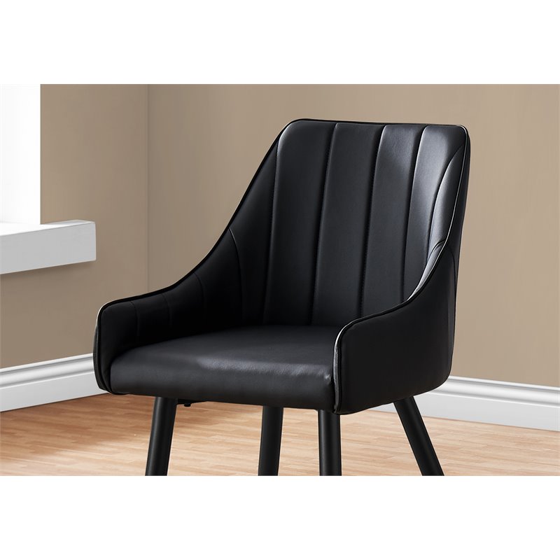 Pemberly Row Side Curved Upholstered  Kitchen Dining Chair Set Of 2 in Black