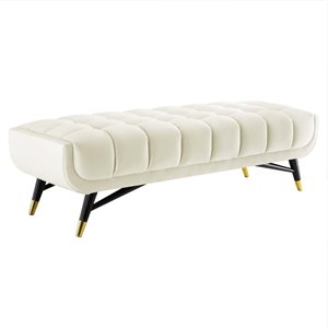 Pemberly Row 17.5&quot x 60&quot Modern Performance Velvet Tufted Bench in Ivory