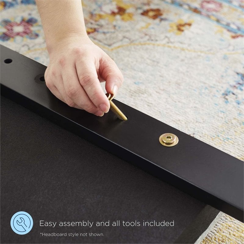 Pemberly Row Full Modern Rubberwood and MDF Headboard in Black