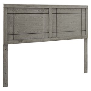 Pemberly Row Queen Modern Rubberwood and MDF Headboard in Gray