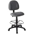 Pemberly Row Contoured Comfort Rolling Fabric Drafting Stool in Gray